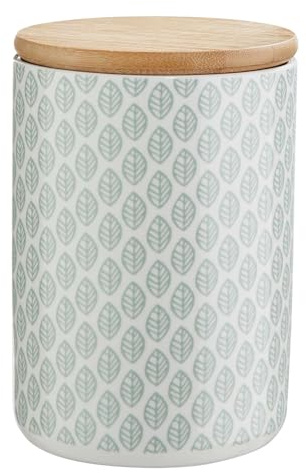 BUTLERS 4er Set Aufbewahrungsdose Blätter 700 ml Grün -QUEEN IT- Keramik Vorratsdose mit Deckel, Küche Dekoration und Organisation für Aufbewahrung von Lebensmittel und Badezimmer Accessoires
