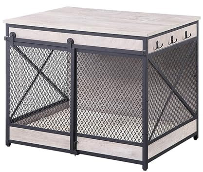 Sliding door dog crate, space saving dog crate, small and medium dog crate, furniture style dog crate with 3 hooks, can be used as a side table bedside table, suitable for indoors