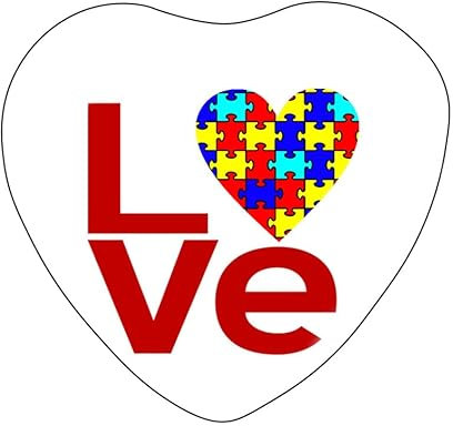 AUTISM AWARENESS - LOVE WITH JIGSAW HEART - 58mm HEART SHAPED MAGNET