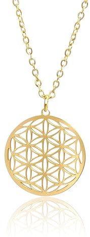 T TAKONE Blume des Lebens Kette – Elegante Halskette mit zeitlosem Design, angenehm zu tragen, ideal für spirituelle Schmuckliebhaber (Gold)
