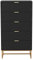 UEV Kommode mit 5 Schubladen Schrank Holz mit Kippsicherung Metallfuß Highboard Sideboard Schmal kommode Beistellschrank für Wohnzimmer Schlafzimmer,Flur 60x34x110cm(schwarz)