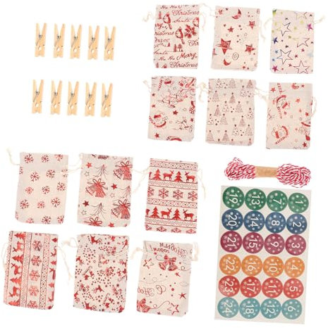 Cabilock Adventskalender Geschenktüten Mit Kordelzug Weihnachtsbeutel Zum Aufhängen Als Baumschmuck Diy Geschenktüten Für Weihnachts Und Geburtstagsdekoration