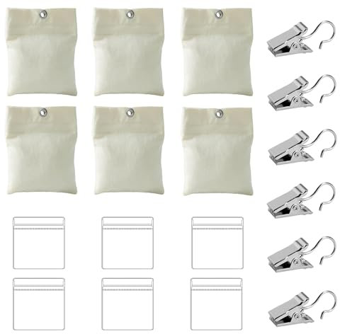 JKITNHJOT 6 Stück Vorhang Beschwerer Outdoor Tasche, Tragbare Gewichte Tasche mit Metallklemmen, Sandsack für Befestigen von Außenvorhängen, Zelten, Tischdecken