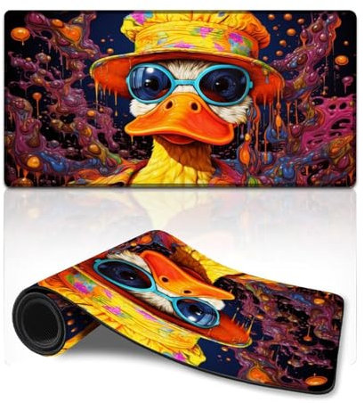 Tappetino per mouse da gioco con motivo a paperelle colorate, grande, 30x60 cm, per tastiera, computer portatile, PC, ufficio, design carino, accessori da scrivania