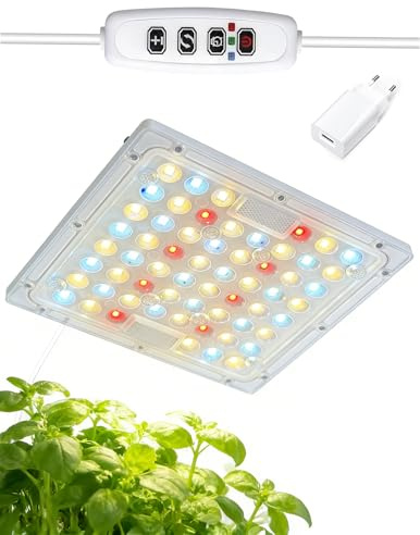 Kryvella Led Grow Light, Vollspektrum Pflanzenlampe mit Auto Timer 3/9/12H, 10 Helligkeitsstufen & 3 Lichtmodi, Pflanzenlicht für Zimmerpflanzen, Pflanzenregal & Anzucht
