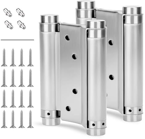 Ecofocet 2 Pezzi Cerniere a Molla per Ante, Cerniere a Molla a Doppia Azione, Cerniera per Porta a Pendolo in Acciaio Inox con Viti, per Anta Battente Bancone Bar e Caffetteria (100mm)