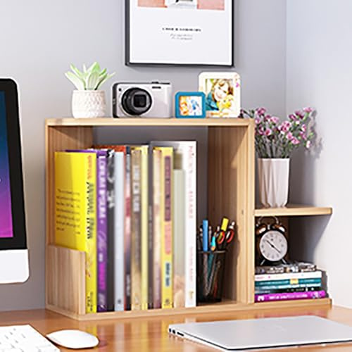 Schreibtisch-Bücherregal aus hellem Walnussholz, Schreibtischregal, Organizer, Mehrzweck-Büro-Aufbewahrungsregal für Bücher, CDs und Zeitschriften, stilvolles Bücherregal für Zuhause und Büro