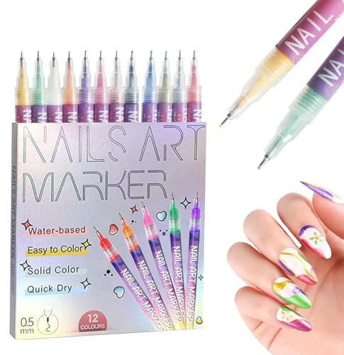 12 Farben 3D Nagellack Stift Set 2026 Neu DIY Linie Graffiti Nail Art Markert WeihnachtenNagelspitze Nail Art Beauty Schmücken Maniküre Werkzeuge