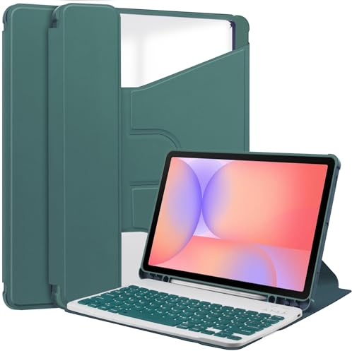 CSHNB for iPad Air 11 inch 7th (M3) 2025/ 6th (M2) 2024 Case with Keyboard & Pen Holder, Folio Keyboard Cover with Pencil Holder for iPad Air 11-inch M3/M2 (2025/2024)(Dark Green)