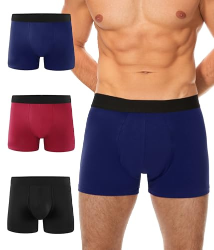 BEENIUBEE 3er Pack Inkontinenz Pants Männer Baumwolle, Waschbar Boxershorts Herren für Underwear mit saugfähigem Pad 100ML, Wiederverwendbar Auslaufsichere Unterwäsche (Multicolor01, M)