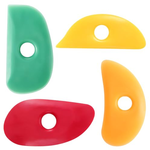 Matwsec 4 Stück Weiche Silikon Rippen Modellierwerkzeuge Keramik Skulptur Werkzeug Ergonomisch Geformt Langlebig Gummi Keramik Ton Rippen Glätten und Formen, Töpfer Keramiks Ton Werkzeuge