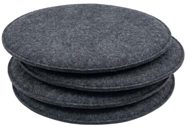 KAMACA Filz Sitzkissen 4er Set Ø 35 cm – Runde Stuhlkissen mit 2 cm Polsterung & Schaumkern – Sitzauflage bequem, robust & pflegeleicht – Filzkissen für Stuhl, Küche, Esszimmer, Balkon – Anthrazit