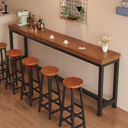 Mesa alta de bar para cocina, mesas altas largas y estrechas, superficie de madera estrecha y estructura de metal, para café, desayuno o al aire libre, espacio pequeño F 55.1*15.7*41.3IN/140CM