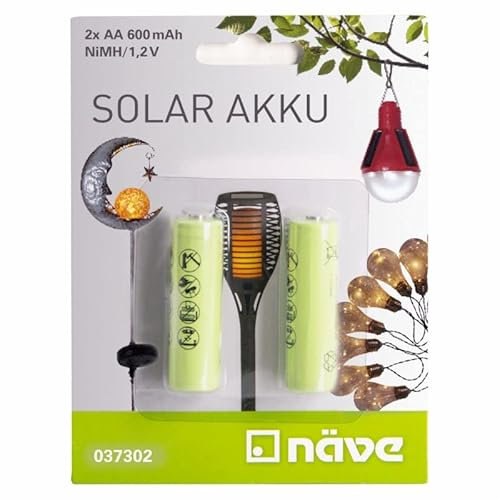 Näve Ersatzakku für Solarleuchten Typ AA NiMh 1,2 V/600 mAh 2er Set