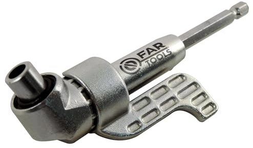 Fartools Adaptateur pour vissage angulaire 90°, mandrin hexagonal, compatible avec tous les embouts de vissage, zone de préhension orientable 360° avec verrouillage de position ou escamotable