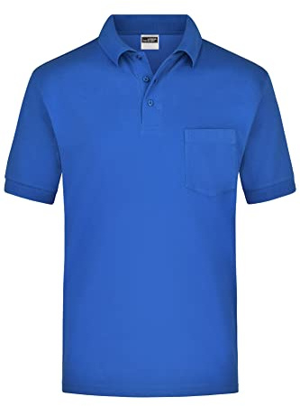 James & Nicholson Kurzarm Poloshirt mit Brusttasche - Klassisches Herrenpolo aus feiner Piqué-Qualität