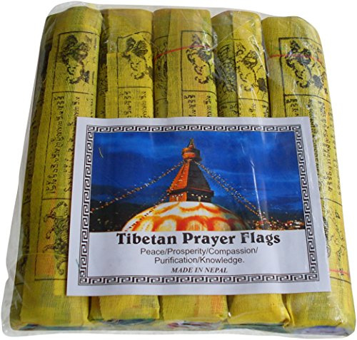 FAIR TRADE NEPALESE TIBETAN BUDDHIST WIND HORSES COTTON PRAYER FLAGS - PACK OF 5 25 STRING 22CM x 16CM