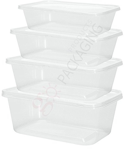 Food Containers Plastic Takeaway Microwave Freezer Safe Storage Boxes with Lids (100, 1000ML) JeeJaan®