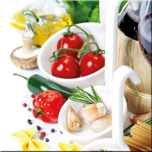 artissimo Glasbild 30x30 cm Küchenbild: italienische Küche AG2056A - Bild aus Glas, Wandbild Küche modern