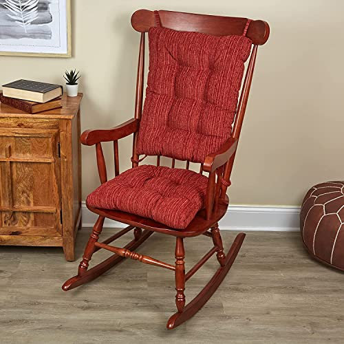 Klear Vu The Gripper Non-Slip Rocking Chair Cushion Set with Thick Padding, Includes Seat Pad & Back Pillow with Ties for Indoor Living Room Rocker, 17x17 Inches, 2 Piece Set, Garnet