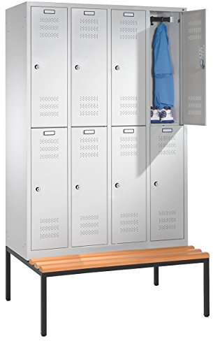 Umkleideschrank Schließfachschrank Spind mit Bank und 4 Abteilen à 30 cm