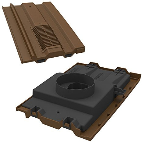 Manthorpe Roof Tile Vent with Pipe Adaptor 15 x 9 to Fit Marley Ludlow Plus, Redland 49, Forticrete V2 Dark Brown Textured