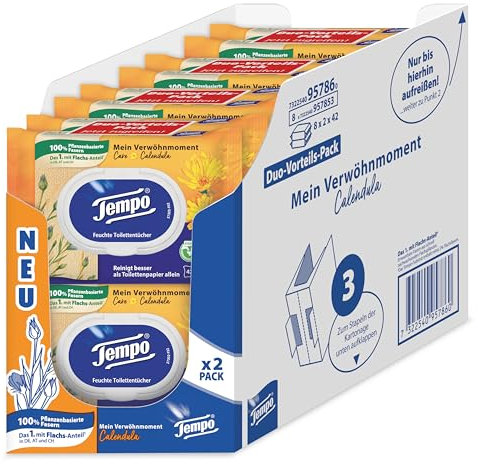 Tempo Toilettenpapier feucht, Mein Verwöhnmoment, 8 x 2 x 42 Tücher