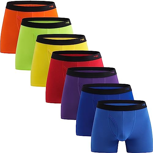 INNERSY Boxershorts Herren Baumwolle Unterhosen mit Eingriff Männer Bunt Unterwäsche 7er Pack