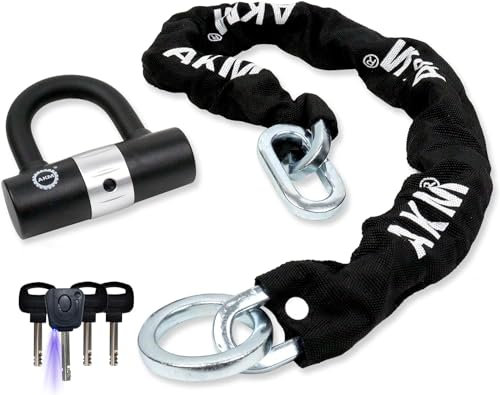 AKM Security Bike Chain Lock Heavy Duty Bicycle Lock Bike Disc Lock with 16mm U Lock,Motorbike Lock Black (3)
