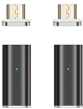 NetDot Gen10 Charge rapide magnétique Adaptateur Micro-USB(femelle) vers Micro-USB(mâle) pour Smartphones Android (2 pack noir)