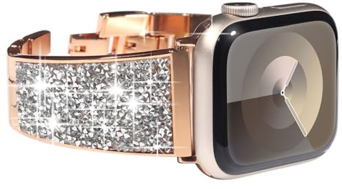 KADES 42mm(series 10) 41mm 40mm 38mm für Apple Watch Armband, Damen Edelstahl Armband Gliederarmband Ersatzarmband für iWatch Armband Series SE/10/9/8/7/6/5/4/3/2/1, Roségold