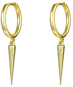 Gold Spike Ohrringe 925 Sterling Silber Baumelnde Creolen für Frauen und Mädchen Kleine Huggie Creolen Knorpelohrringe
