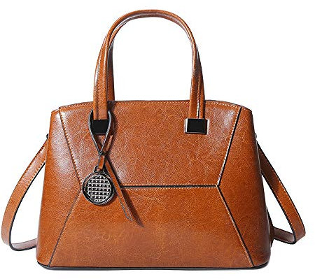 Coolives Damen Tasche Kleine Handtasche Henkeltasche Umhängetasche Schultertasche aus Leder Braun EINWEG