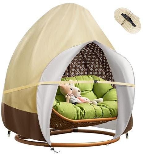 Housse de chaise suspendue pour balancelle double en forme d'œuf - 230 x 203 cm - Housse de protection en osier pour fauteuil Cocoon