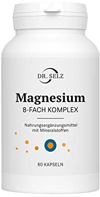 Dr. Selz Magnesium 8-FACH KOMPLEX, ausgewogene Mineralstoff-Mischung mit 8 verschiedenen Magnesiumverbindungen, 100% vegan, Laborgeprüft, Premiumqualität, 60 Magnesium Kapseln