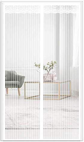GUOGAI Tenda zanzariera Magnetica 160x240cm(63x94inch) Tenda Magneti Rete di Ottima qualità con Strisce Adesive per Porta Ingresso del Balcone, Bianco