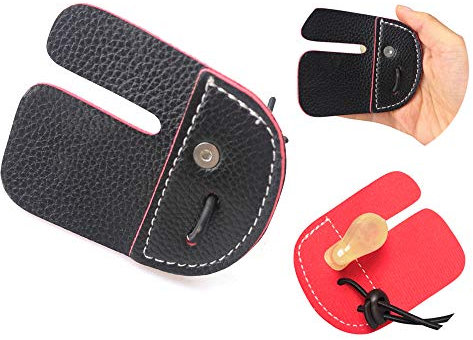 ZSHJGJR 2pcs Bogenschießen Fingertab aus Leder Bogensport Fingerschutz Fingertab Handschuh Tab Rechtshand Einstellbare Fingerschutz