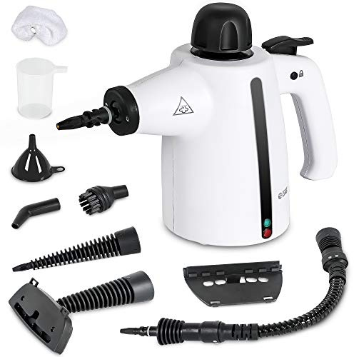 COMMERCIAL CARE Handheld Steam Cleaner, 9-Piece Accessory Set, White, Steamer for Cleaning, Couch Cleaner, Steam Cleaner Carpet and Upholstery