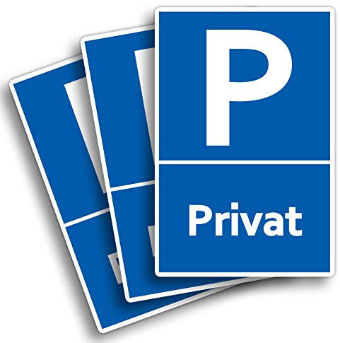3 Stück Privat Parkplatz Schild 20 x 30 cm aus stabiler PVC Hartschaumplatte 3mm Privatparkplatz parken verboten mit UV-Schutz von STROBO