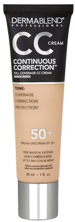 Dermablend Continuous Correction Tone-Evening CC Cream Foundation SPF 50+, Full Coverage Foundation Makeup & Color Corrector, Non-Comedogenic