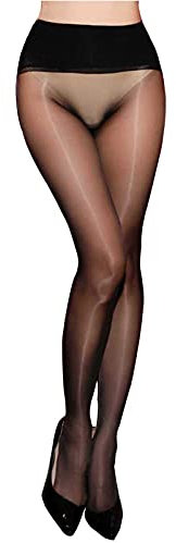 HTRUIYATY Collants Femme Brillants 3 Deniers Sheer Huileux Collants Taille Haute Sans Coutures Noir