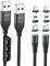 P-TECHUK Magnetic Charging Cable, Mobile Phone Charging Cable, Nylon Braided Magnetic charger cable. (2 x 1M cable, 6 tips, 1 x tip holder) (Black)