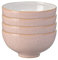 Denby - Elements Sorbet Pink Rice Bowls Set of 4 - Dishwasher Microwave Safe Crockery 480ml 13cm - Pale Pink, White Ceramic Stoneware Tableware - Chip & Crack Resistant Soup Bowls