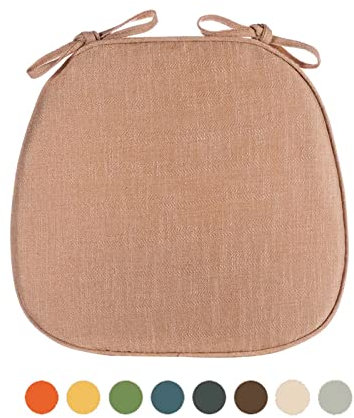 Yadlan Stuhlkissen 40x40 mit Bändern 6er Set, Sitzkissen Outdoor Gartenstuhl, Sitzpolster Stuhl Trapez Sanft, Halbrund Baumwolle und Leinen Dick Stuhlauflage Beige