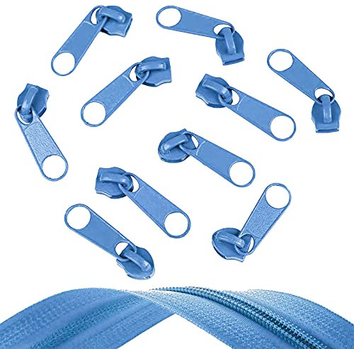 10 Reißverschluss Zipper für Endlosreißverschluss, 5mm, Farbauswahl, Farbe:himmelblau