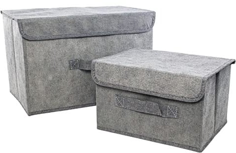 Clay Roberts Storage Baskets with Lids, Pack of 2 Storage Chests, Grey, Fabric Boxes Set for Organiser Units, Homes and Offices, Baskets, Boxes, Box, Unit Cubes