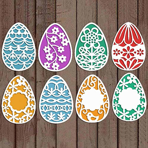 OTCRAFT 8 Stück Osterschablonen Ostereier für Kartenherstellung, Metall-Stanzformen für Bastelarbeiten, Scrapbooking, Papierbasteln, Kunsthandwerk, Metallschablone, Stanzschablonen, Kunstbedarf,