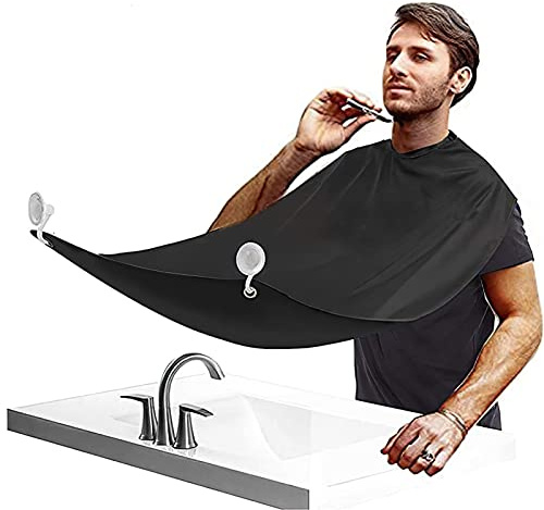 Bartfänger Schürze Formwerkzeug Trimmer zum Rasieren und Trimmen Bartumhang für Männer mit 2 Saugnäpfen und Hakenzubehör - Bart Haarpflege Catcher für Rasur Pflege Smock Bart Haarfänger