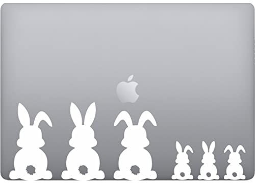 CONIGLI-RABBITS Aufkleber Vinyl Tablet Computer Macbook Decal Apfel Kunst Vinyl Farbe wählbar Artikelnummer P00054 (Weiß)