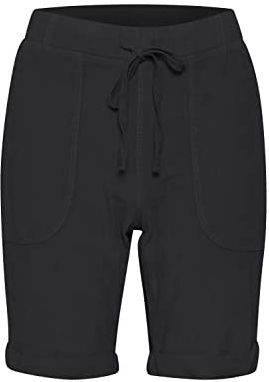 KAFFE Shorts KAnaya Damen Shorts Kurze Hose Sommer Freizeithose Leichte Kordelzug mit Taschen 34, Black deep